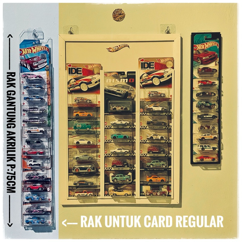 RAK DISPLAY GANTUNG AKRILIK BENING UNTUK HOTWHEELS CARD REGULER 75CM