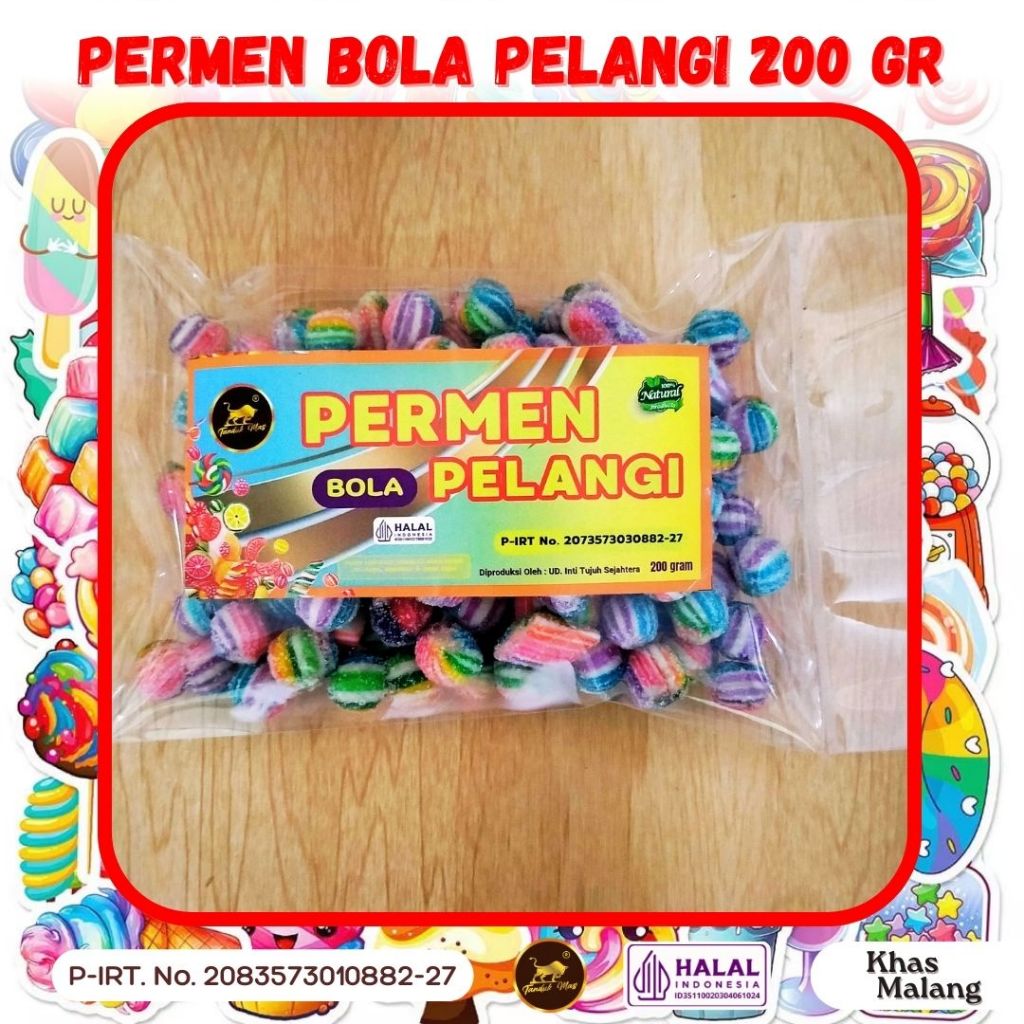 

Permen Bola Pelangi Tanduk Mas - Sensasi Rasa Buah dalam Setiap Gigitan