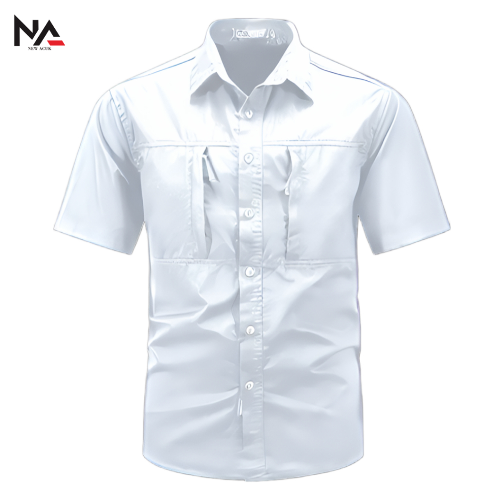 Kemeja Tactical Putih Bersih Lengan Pendek / Kemeja Tactical Pria / Kemeja Tactical Lengan Pendek / 