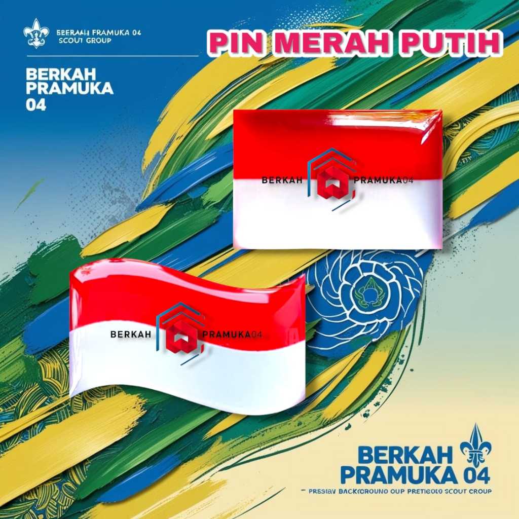Pin Bendera Merah Putih Berkibar 4x2 cm | Lencana Nasional Logam Resin Mengkilap