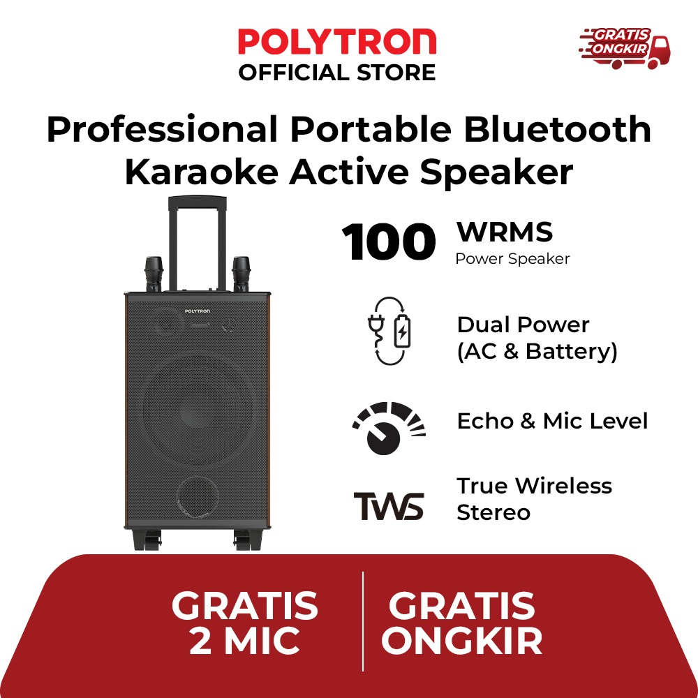 POLYTRON Professional Portable Bluetooth Karaoke Active Speaker PAS PRO15F7