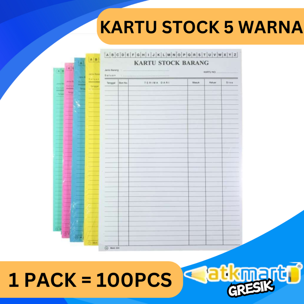 

KARTU STOCK UKURAN FOLIO TEBAL WARNA WARNI 1 PACK 100 LEMBAR