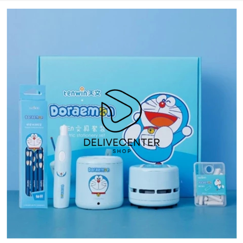 

1 Set Lengkap Perlengkapan Peralatan Alat Tulis Stasionery Set Model Desain Doraemon Lucu Pensil Rautan Stabilo Kapur Tulis
