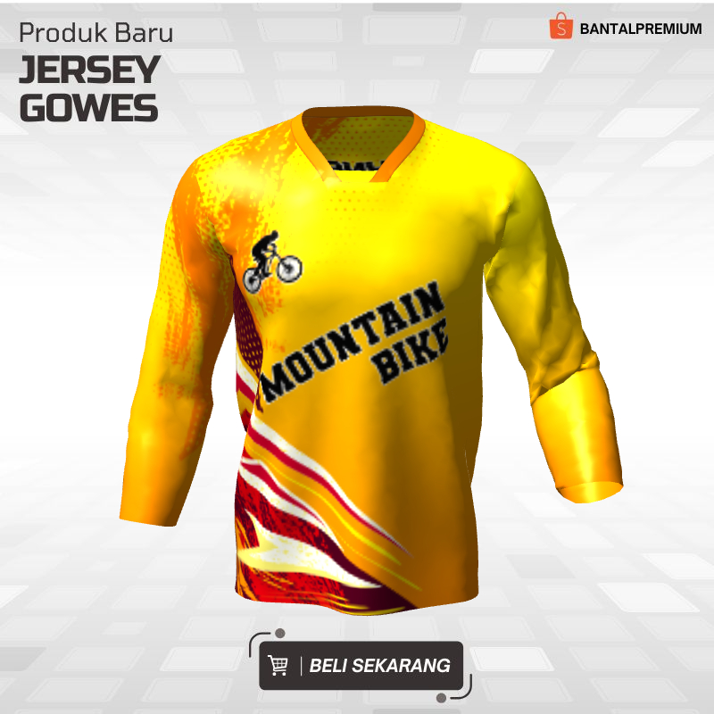 Kaos Jersey Gowes Sepeda Downhill Kuning Orange Motif Abstrak 41 - Jersey Custom Lengan Panjang
