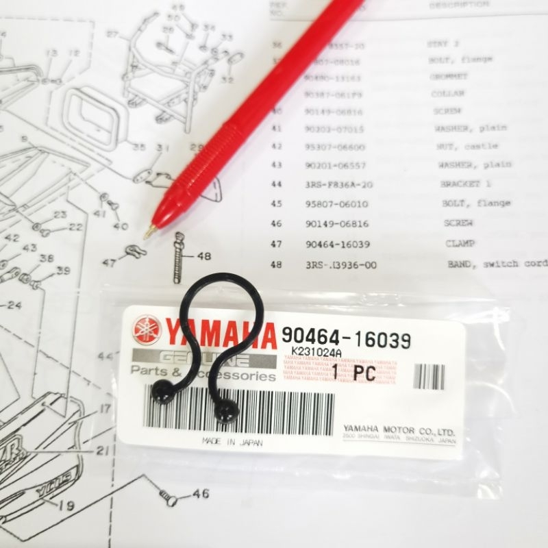 CLAMP KLEM KABEL TIES BODY BODI RXZ  RZR ORI ORIGINAL YAMAHA 90464-16039