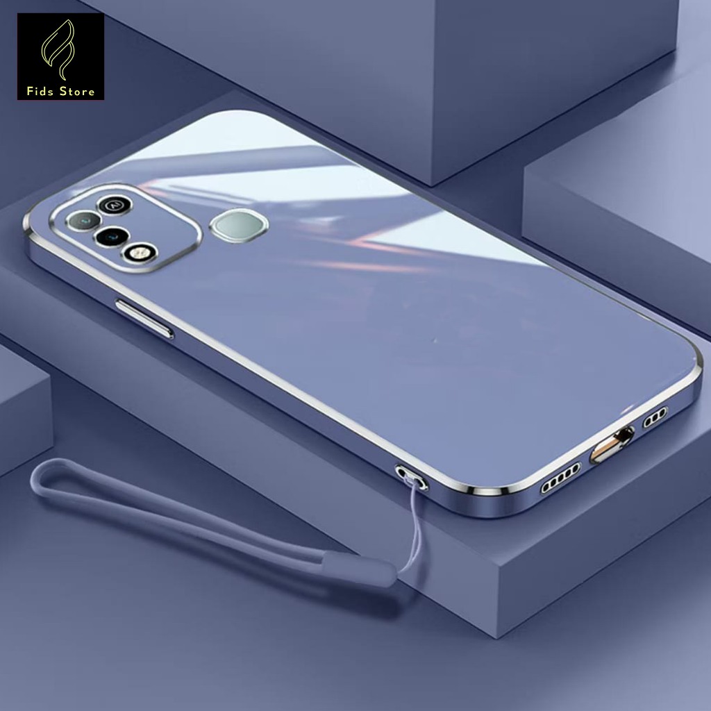 Softcase Infinix Hot 10 Play | Hot 11 Play Case Luxury Plating Casing Silicone Free Tali Lanyard