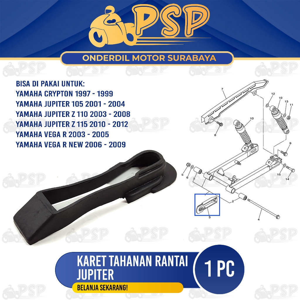 Karet Tahanan Rantai Jupiter - Bantalan Penahan Peredam Setelan Rante Vega Lama Crypton Vega R New