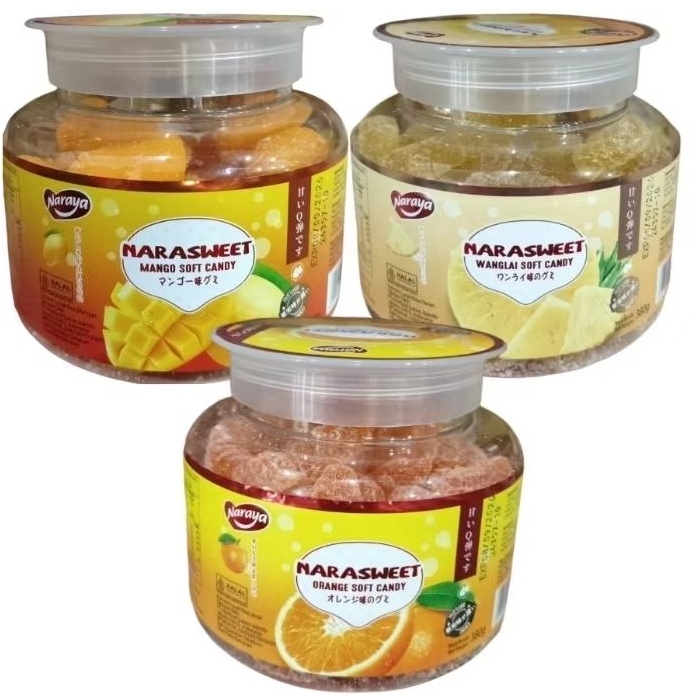 

Naraya narasweet soft candy orange, pineapple, mango toples 380gr halal cemilan imlek tahun baru tf