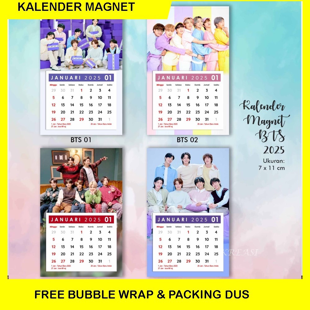 

KALENDER MAGNET BTS SATUAN, ALAS HARDCOVER PREMIUM QUALITY, BISA CUSTOM PAKAI FOTO PRIBADI