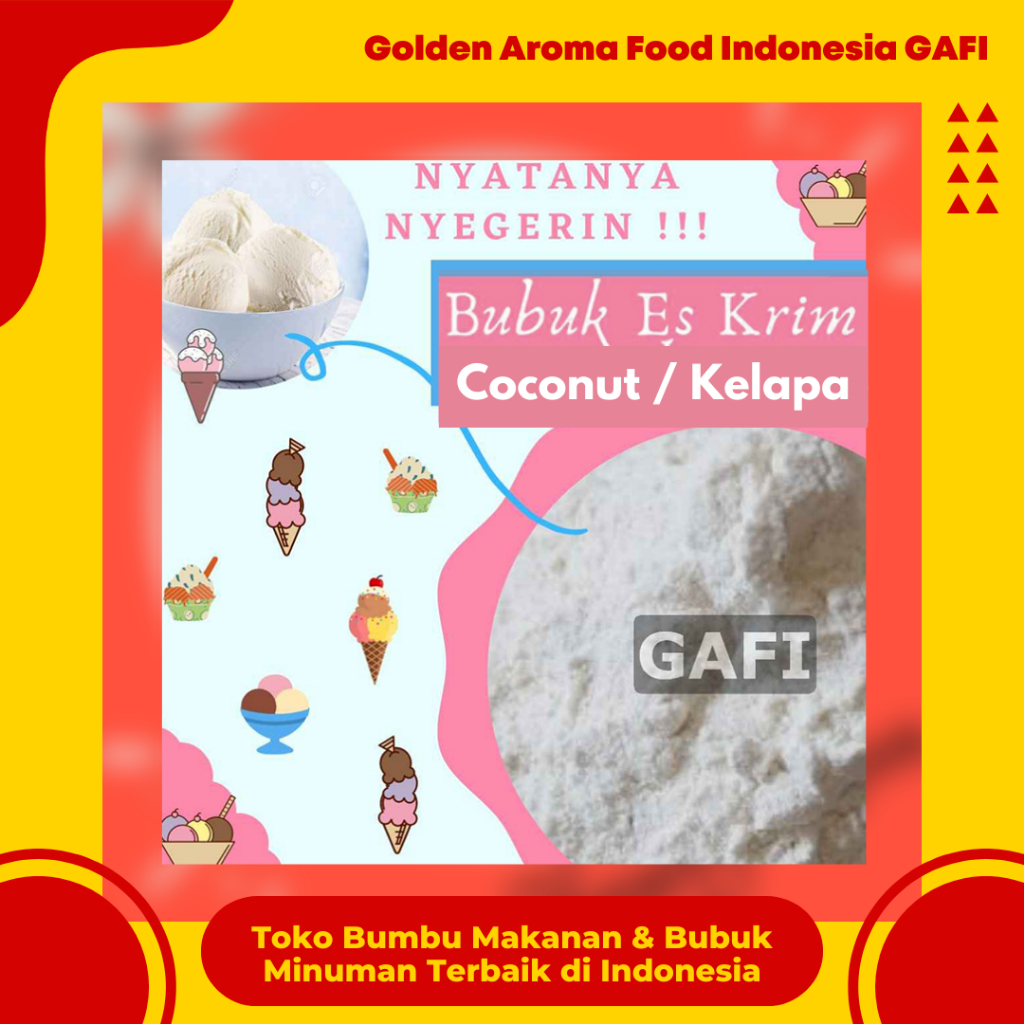 

GAFI Food Bubuk Eskrim Rasa Kelapa 1 Kg Praktis Murah Lezat Halal, Coconut Ice Cream Powder 1Kg