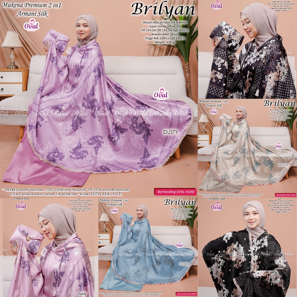 MUKENA MATT ARMANI SILK JUMBO MOTIF BRILYAN BY OVAL HIJAB
