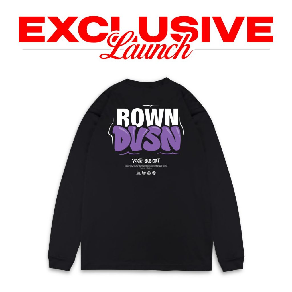Rown Division Warehouse Longsleeve Black - Rowndvsn Kaos Panjang Brickish Hitam