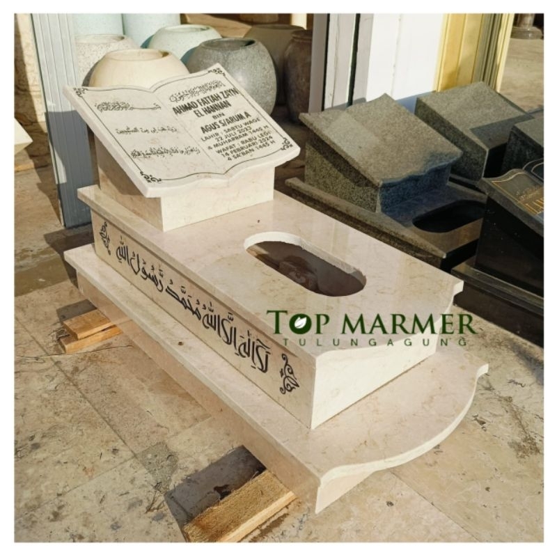 Kijingan Makam Batu Marmer Putih Minimalis