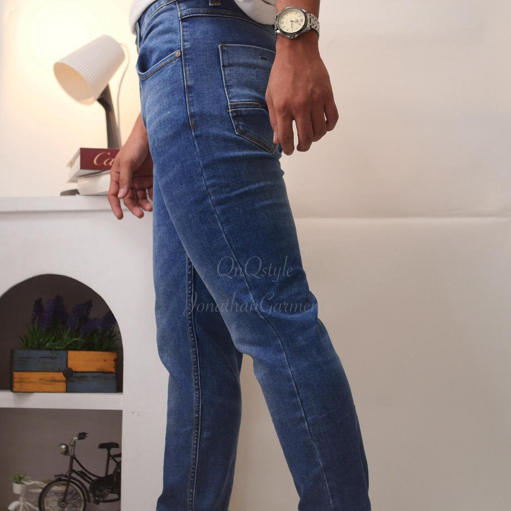 Goviboss Celana Panjang Jeans Pria Blue Biru Premium Stretch Slim Fit Size 29 - 38