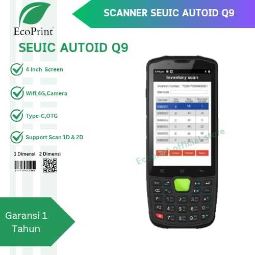 ECOPRINT Scanner SEUIC AUTOID Q9 PDT Android 1D 2D PDA Wifi NFC