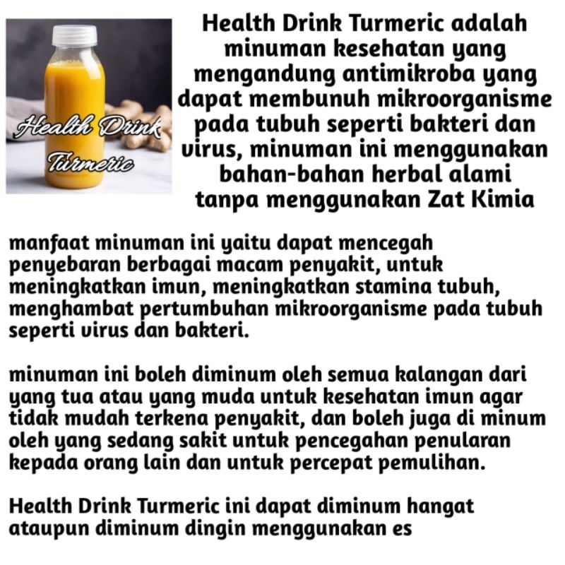 

Health Drink Turmeric, Minuman Kesehatan Herbal