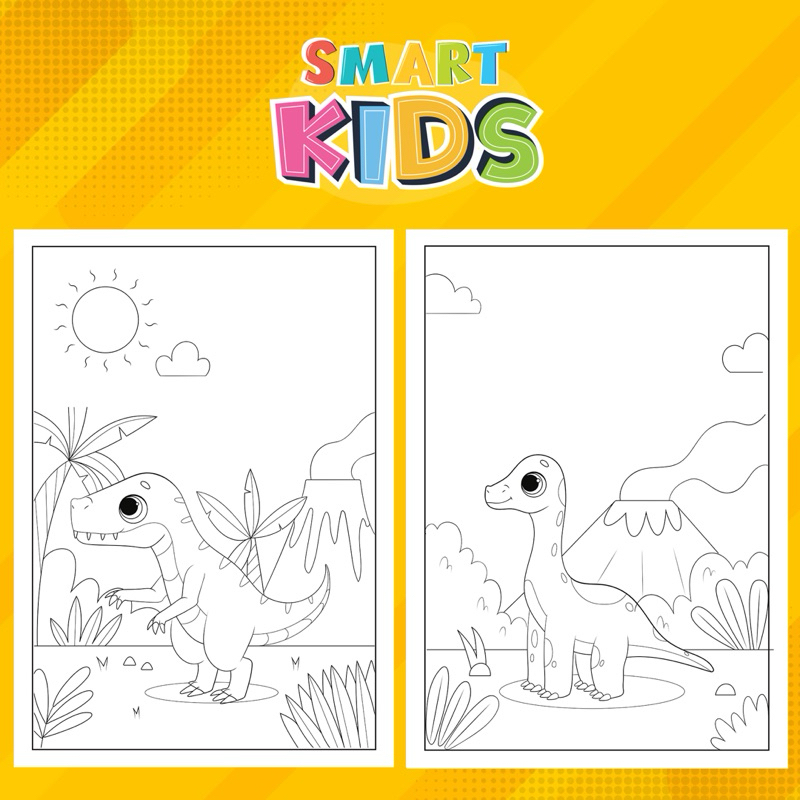 

KERTAS MEWARNAI / COLORING / KERTAS GAMBAR / BINATANG LUCU / KERTAS MEWARNAI ANAK PAUD TK SD A4 EDISI DINOSAURUS