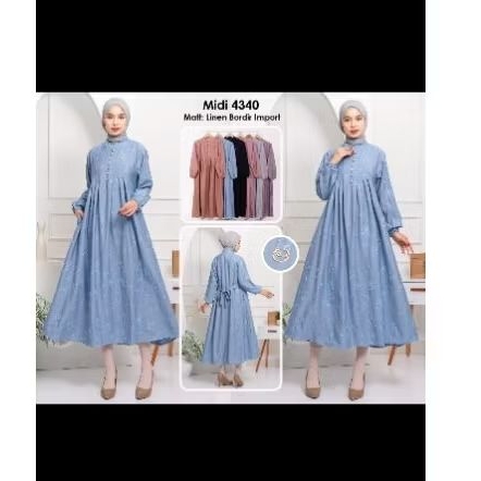 MIDI DRESS linen bordir import.
