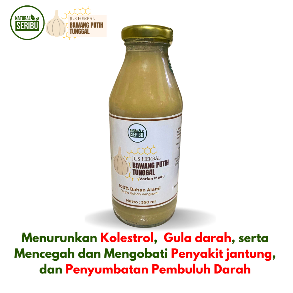 

Jus Bawang Putih Tunggal 100% Alami - Jahe Merah, Lemon, Cuka Apel & Madu - 350ml/500ml Herbal Sehat