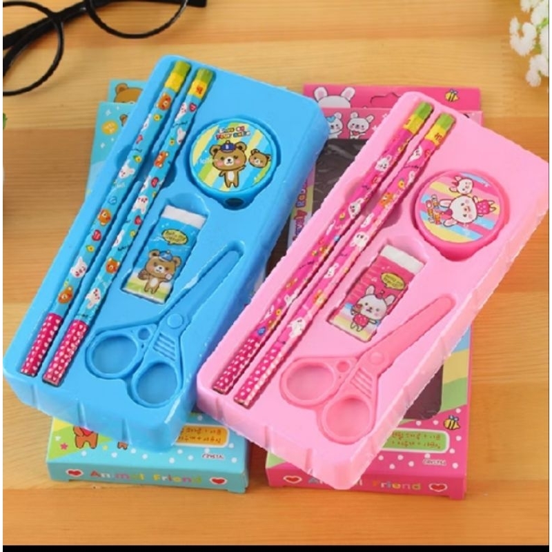 

[[ModernBeauty]]Alat tulis Stationary set alat tulis sekolah 5in1