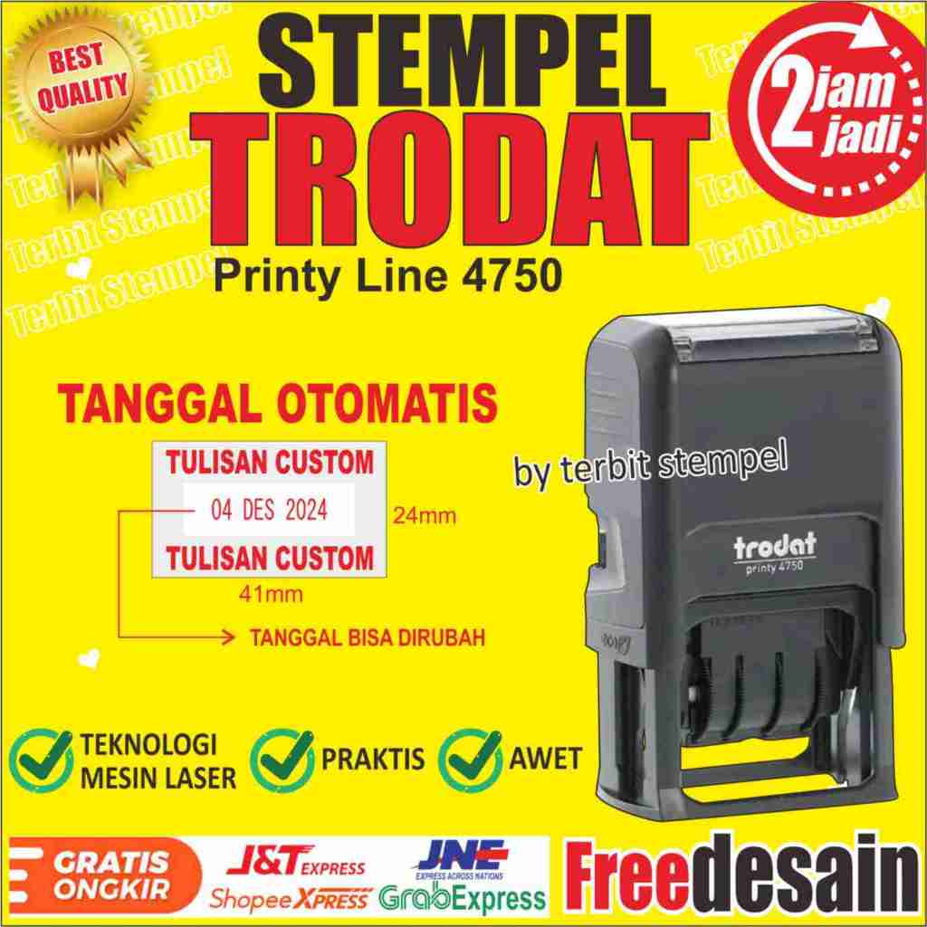 

STEMPEL TRODAT PRINTY LINE 4750 TANGGAL OTOMATIS CUSTOM