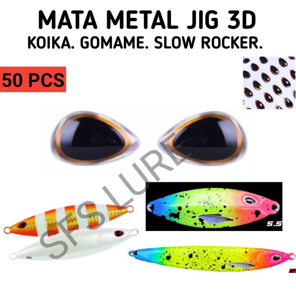 Mata ikan 3d mata metal jig koika gomame slow rocker mata ikan umpan pancing mata assist hook mata m