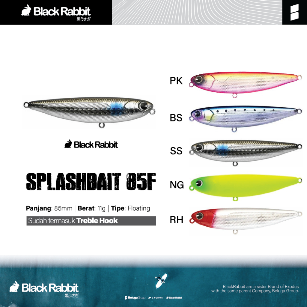 WTD Pencil Top Water Blackrabbit - SplashBait 85F 85mm 11g