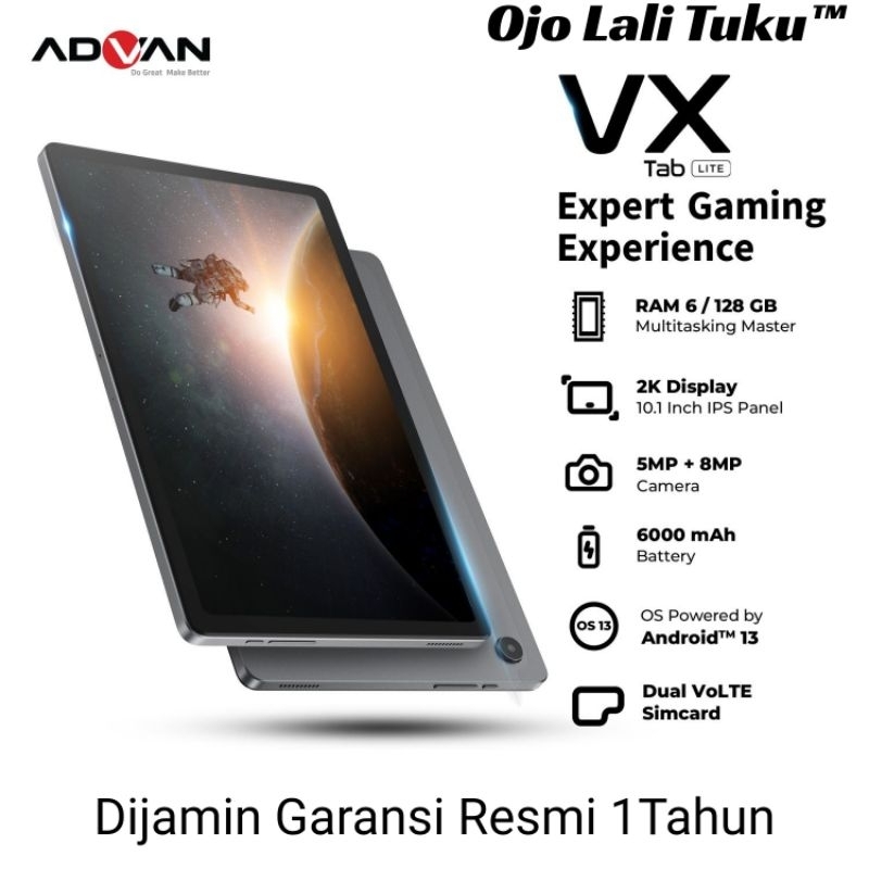 Advan Tab VX Lite 8/256GB 10.4" 2K 6000mAh Dual Sim Card 4G LTE