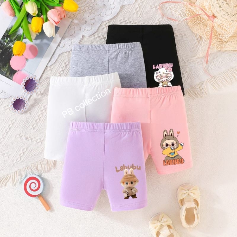 promo 6 pcs Shot Labubu Celana Pendek Anak perempuan Usia 3-10th legging sot motif karakter kekinian