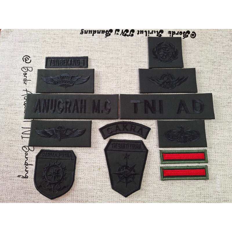 BORDIR ATRIBUT PAPAN NAMA PDL TNI MIKA BIASA