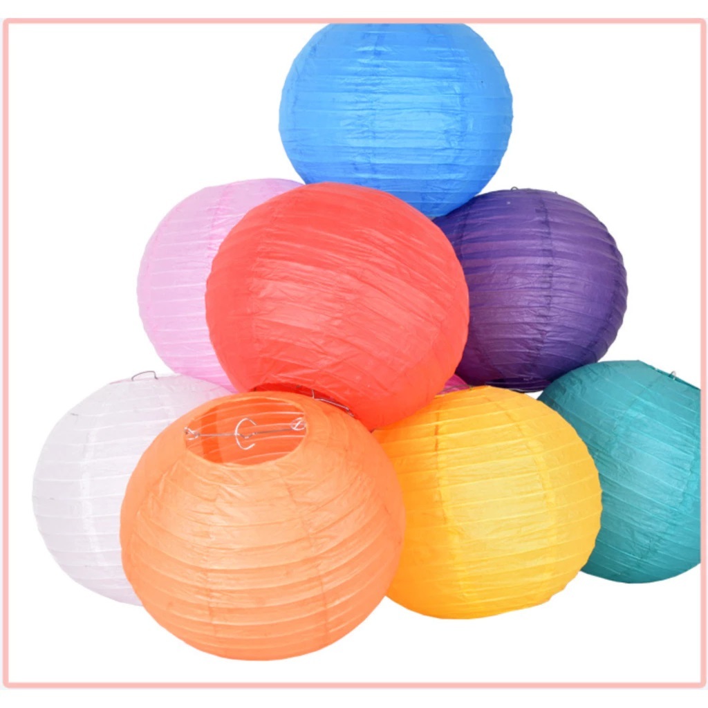 Lampion Kertas Warna Warni Lampion Kertas Polos 30cm Lampion Gantung Dekorasi Acara Pesta Festival