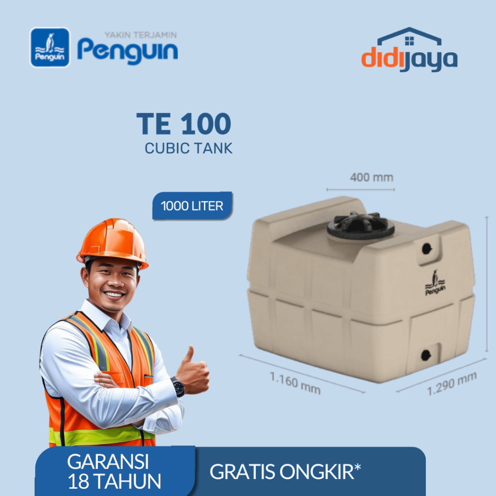 Tandon Air Kotak Kubik Penguin TE 100 1000 Liter | Toren Air | Tangki Air Tanam Penguin