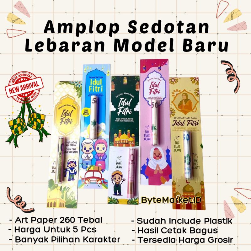

1 pcs AMPLOP LEBARAN SEDOTAN PANJANG MODEL BARU BONUS PLASTIK OPP