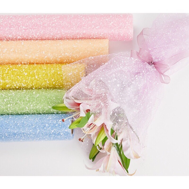 

READY 1 METER Kain Tile Salju - Kertas Wrap Snow - Bahan Buket Bunga Tile