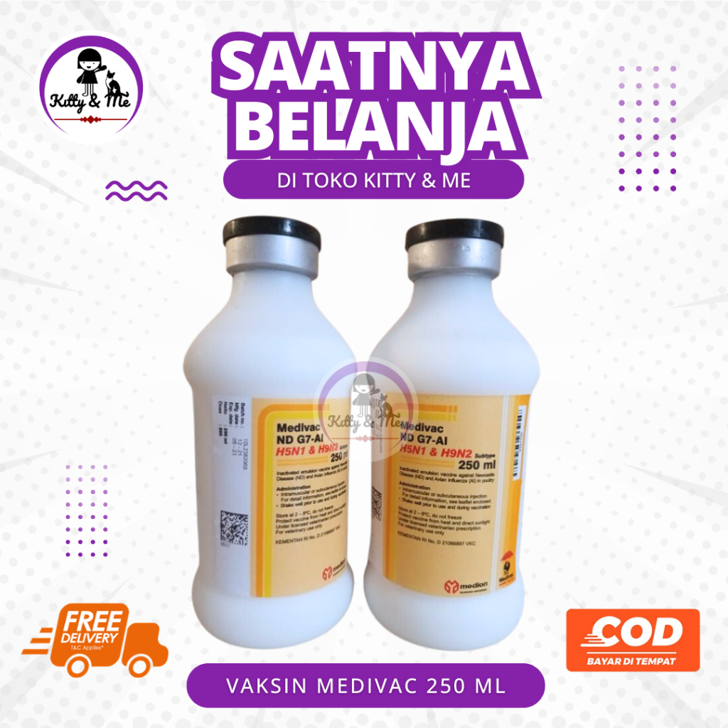 VAKSIN MEDIVAC ND G7 AI 250 ML - Dosis 500 Ekor Vaksin Ayam Mencegah Tetelo