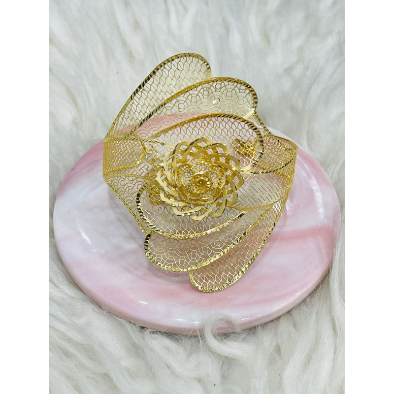 gelang bunga kerawang jumbo cantik emas asli kadar 700