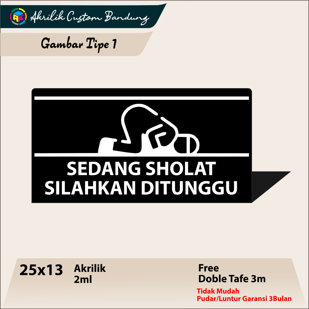 

Akrilik Sedang Shalat Tipe 1 Acrylic Signage Sticker Signboard