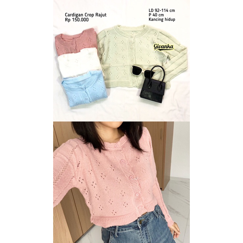 CARDIGAN CROP RAJUT // CARDIGAN RAJUT LENGAN PANJANG CROP // OUTER RAJUT CROP // OUTER WANITA ALA KO