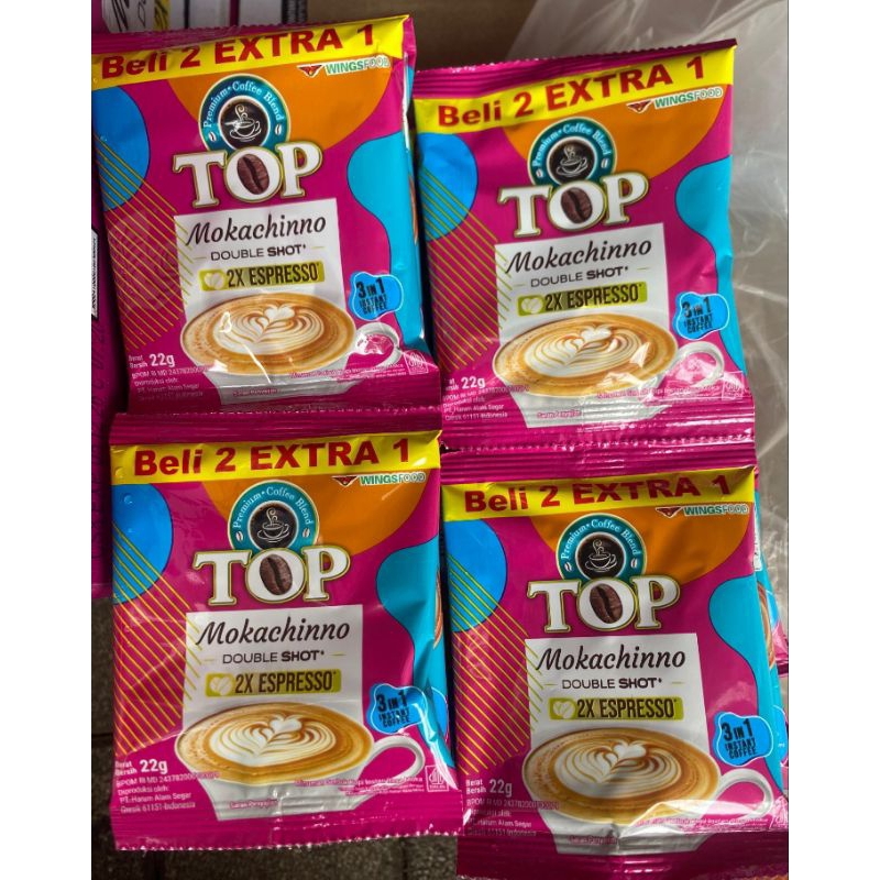 

TERBARU!! Top Coffee Mokachino 3 in 1 @22gr 1 Renceng isi 15 sachet/pcs