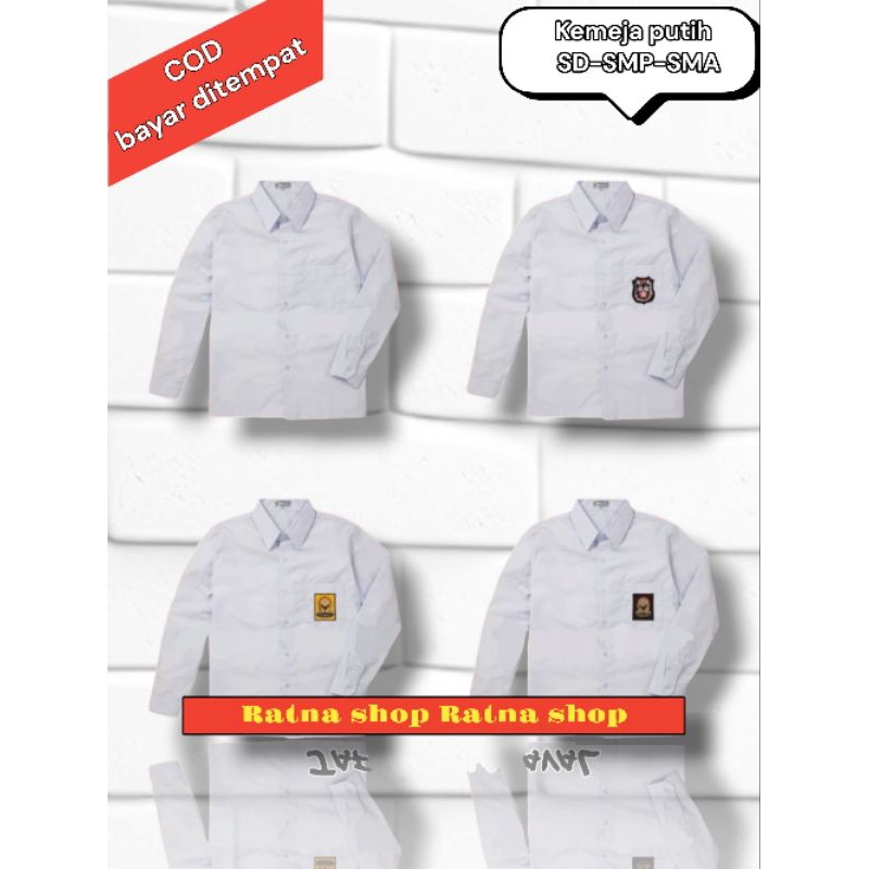 SERAGAM SEKOLAH KEMEJA LENGAN PANJANG PUTIH POLOS, SD, SMP SMA/HEM SEKOLAH LENGAN PANJANG PUTIH POLO