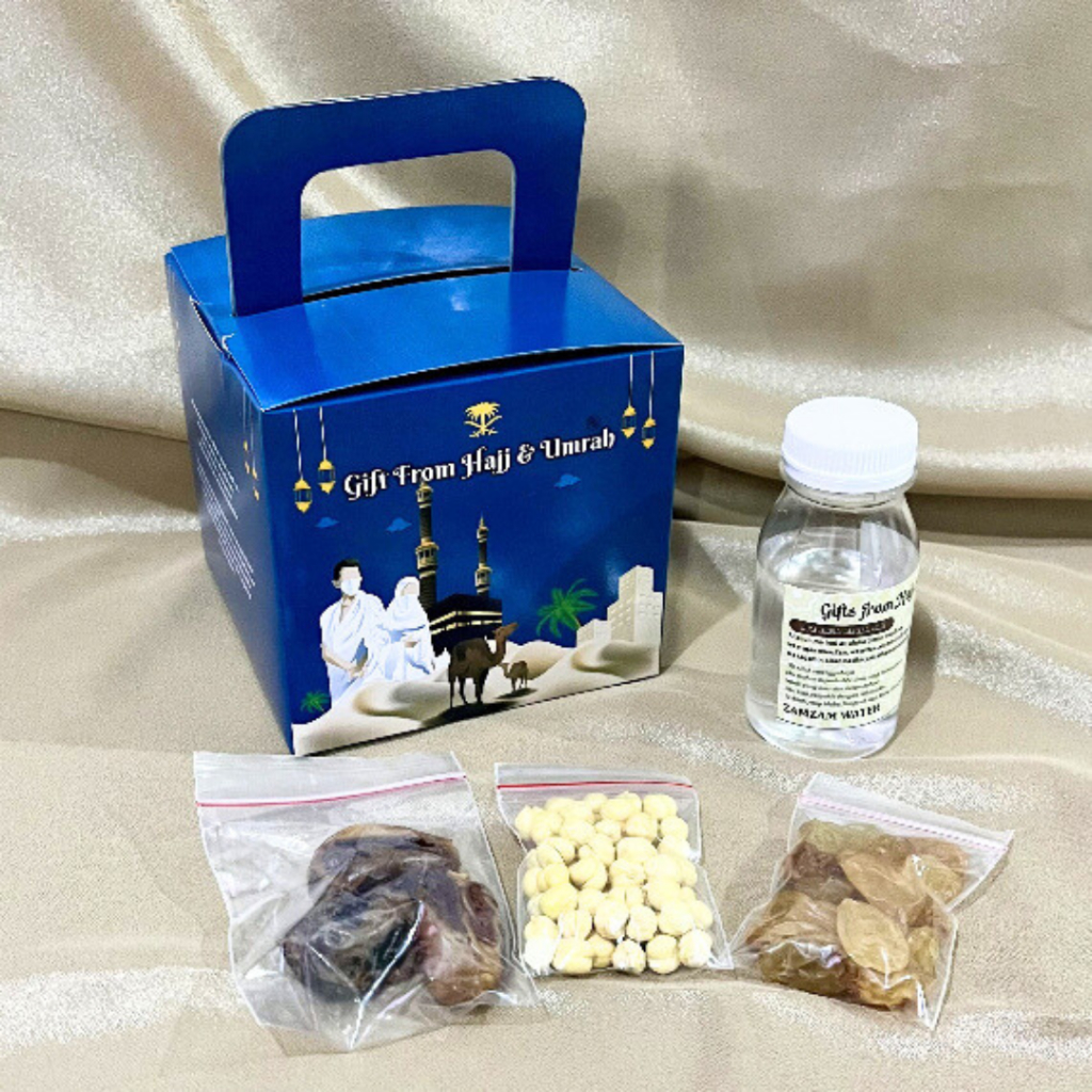 

Hampers Oleh Oleh Haji dan Umroh Paket HEMAT Air Zamzam ori + Kurma Khalas + Kacang Arab