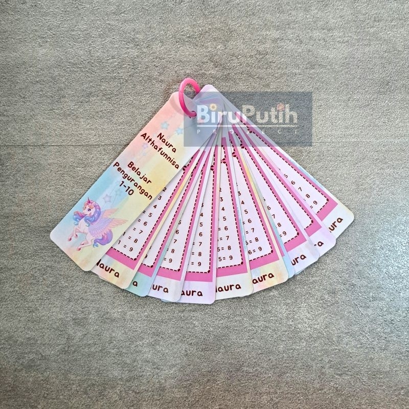 

FlashCard / flash card Matematika/hitungan (pengurangan) 1-10 bisa custom nama