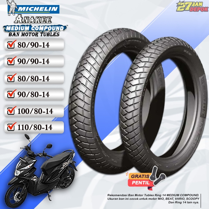 Ban Motor Beat Michelin Anakee Street Ring 14 Tubles Ban Motor Tubeless Mio Beat Vario Ring 14