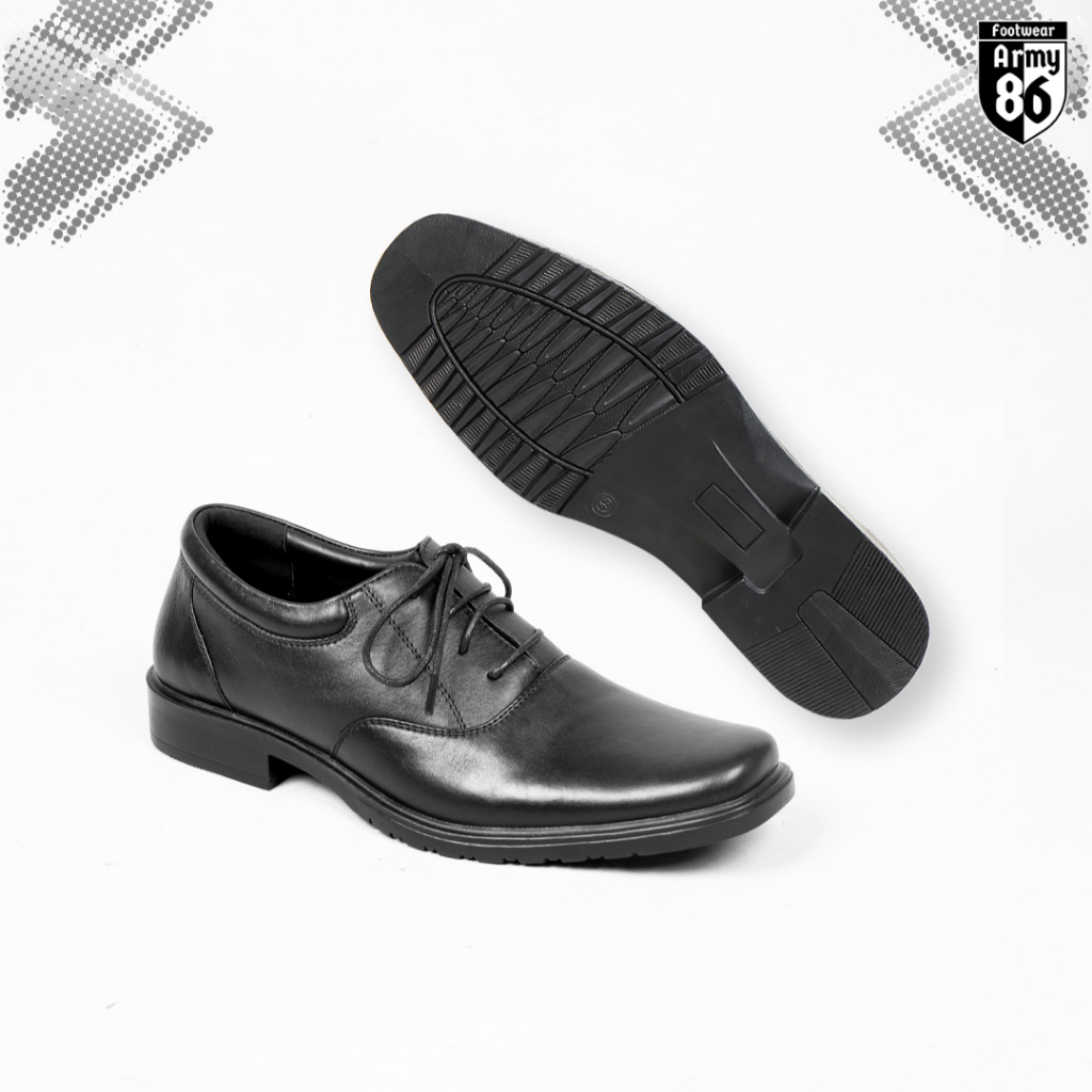 Army 86 Sepatu Pantopel Pria Original Kulit Asli Hitam Formal Oxford  model Alfa Doff