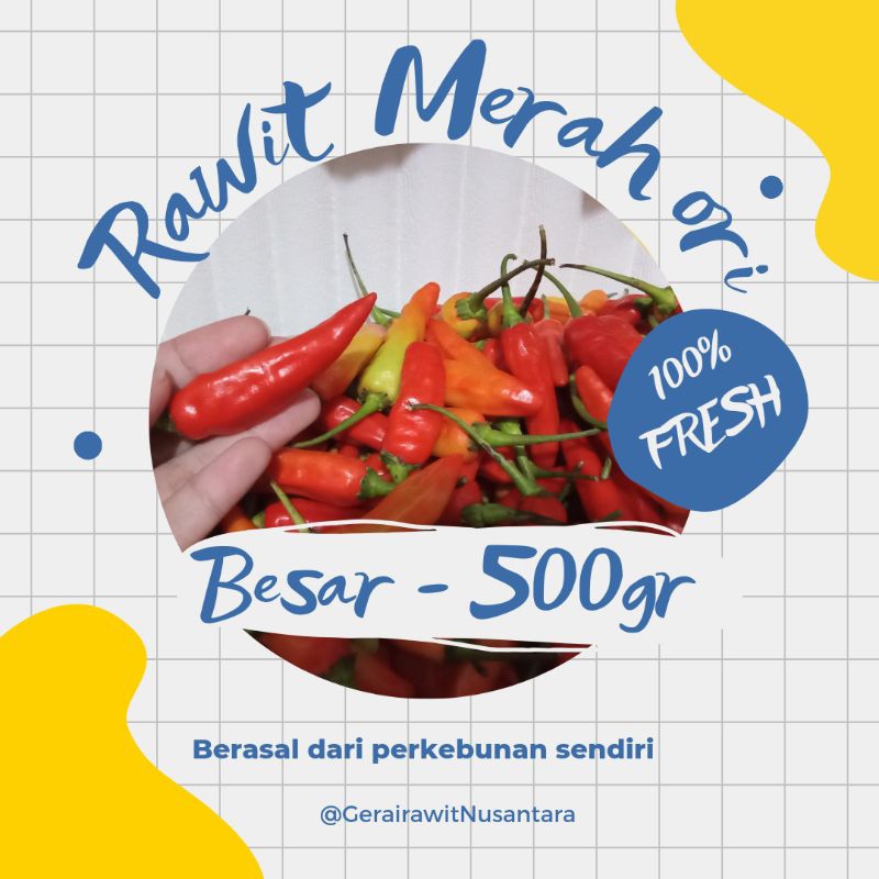 

Gerai Rawit Nusantara| Cabe Rawit Merah ORI - Besar - 500gr/½Kg |