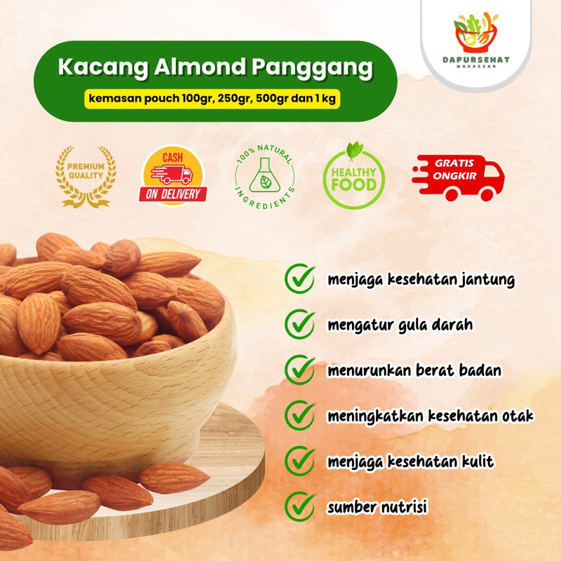 

KACANG ALMOND PANGGANG ROASTED KUPAS COD ASI BOOSTER PELANCAR ASI PENGUAT IBU HAMIL CEMILAN SEHAT