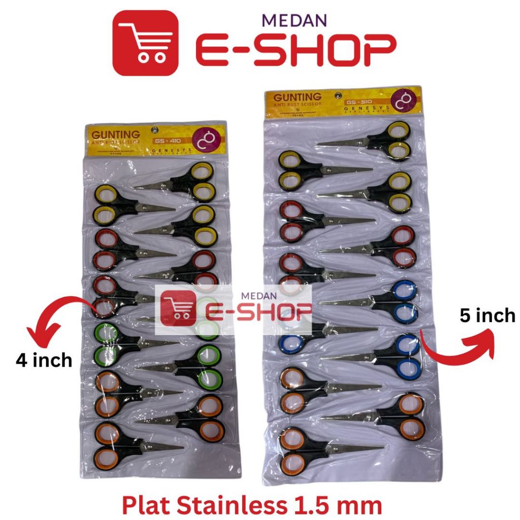 

( 12 pcs ) Gunting Murah Stainless Steel / Renteng Kecil / Sedang / Besar GROSIR 4 inch / 5 inch