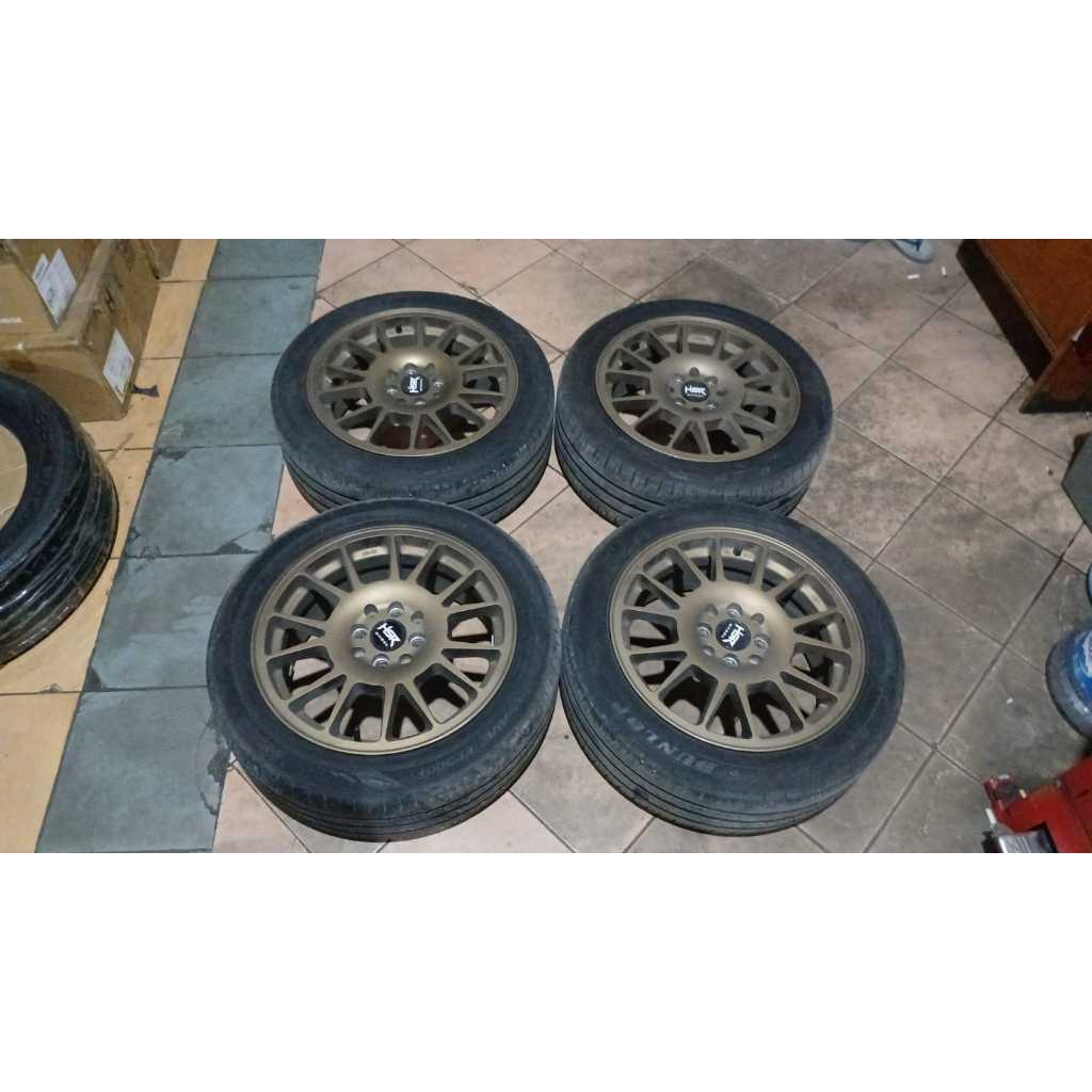 VELG MOBIL SEKEN BEKAS PAKAI HSR FE02 RING 16 LEBAR 7 BAUT PCD 4X100 4X114 PLUS BAN BRIDGESTONE  195