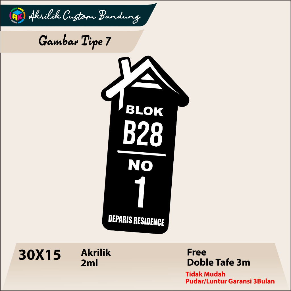 

AKRILIK NOMER RUMAH TIPE 7 ACRYLIC CUSTOM