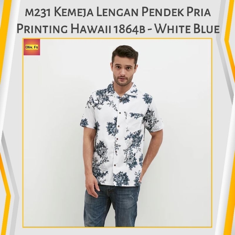 M231 Kemeja Pria Printing Hawai Pendek 1864B